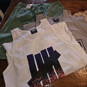 Set Mens Small Shorts CRTV SCTY Green NWT Tank Top Small Undefeated Gray White